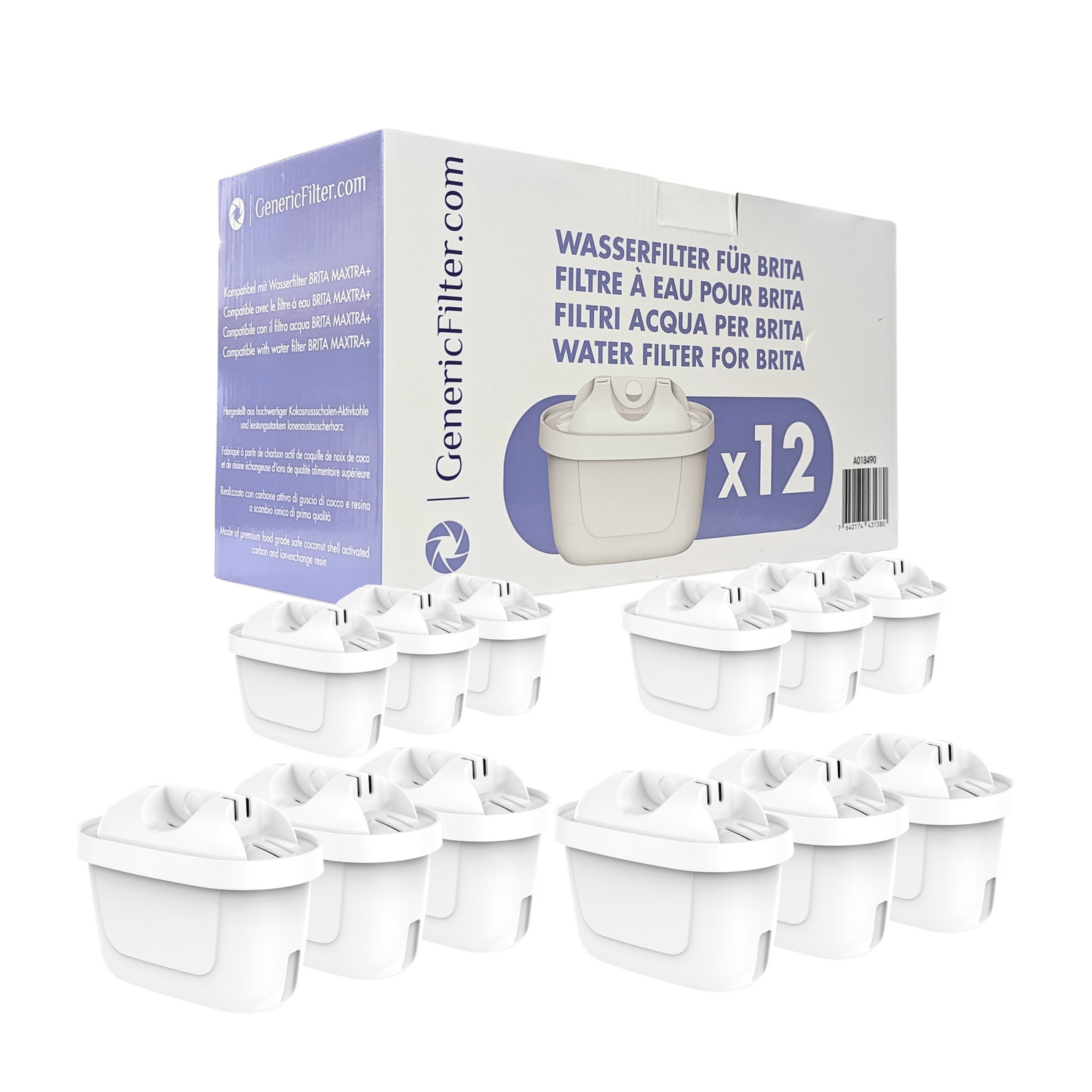 GenericFilter für Brita Maxtra plus, 12 Stück, hochwertiger Wasserfilter für sauberes Trinkwasser.