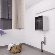 Krüger Secomat 2 Luftentfeuchter mit Wandmontage und effizienter Wäsche-Erkennung für umweltfreundliches Trocknen.