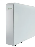 Wandmontierter Meaco PowerDry Luftentfeuchter in Weiss mit Glasfront und 84 Litern Leistung.