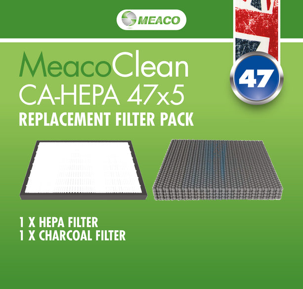 Ersatzfilter für MeacoClean HEPA 47x5, bestehend aus HEPA- und Kohlefilter für optimale Luftqualität.