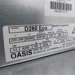 Oasis D260 eco Luftentfeuchter mit abnehmbarem Luftfilter und praktischen Lenkrollen.