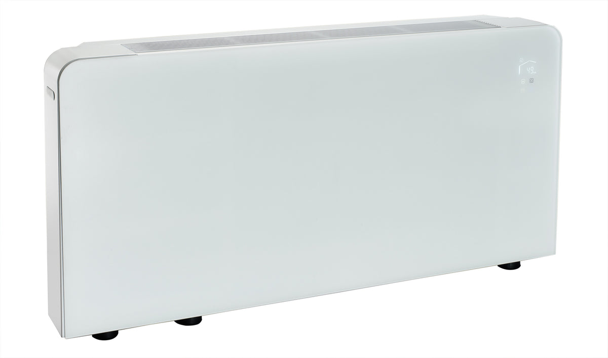 Meaco PowerDry Luftentfeuchter in Weiss mit Glasfront, Wandmontage und leistungsstarker 108 L Entfeuchtung.