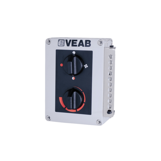 Externe Steuerung mit Thermostat von Veab, eignet sich zur Aufputzmontage, 0,1 kg, nicht programmierbar.