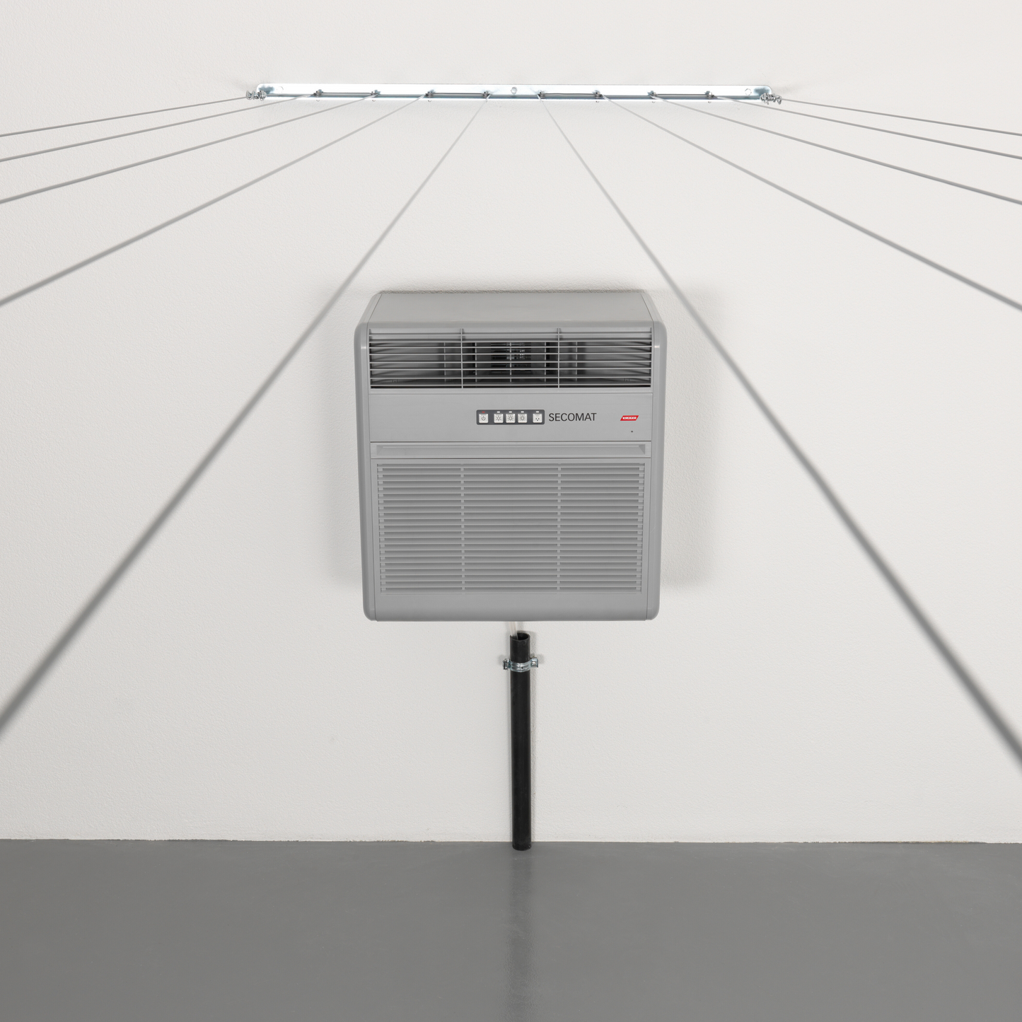 Secomat 200 Wand-Wäschetrockner für Räume bis 50 m², einfache Montage und Bedienung.