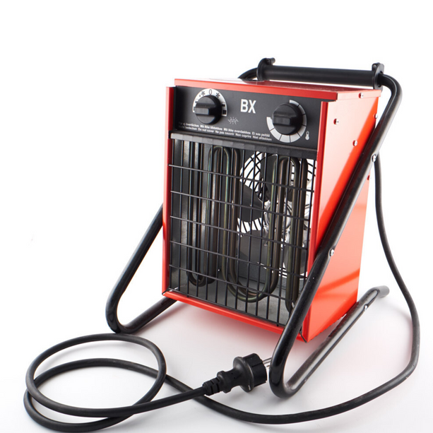 Veab BX 2E Heizlüfter mit 2000 Watt Heizleistung, spritzwassergeschützt und robuster Verarbeitung, ideal für Baustellen.