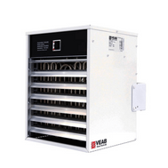 Elektro-Heizlüfter Veab ENV-L 15 kW mit Wandhalterung und höhenverstellbarem Luftrichter.