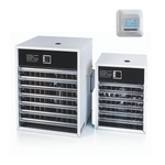Elektro-Heizlüfter Veab ENV-L 9 kW mit Wandkonsole, geeignet für feuchte Räume, IP44-Schutz.