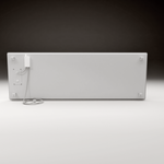 ZenSwiss Deluxe Infrarotpanel 800W in Matt Weiss, elegantes Design, Wandmontage, aus Sicherheitsglas.