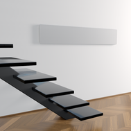 Matt weisse ZenSwiss Niedrigenergie-Infrarotheizung 400W, Wandmontage mit elegantem Design, flach und platzsparend.