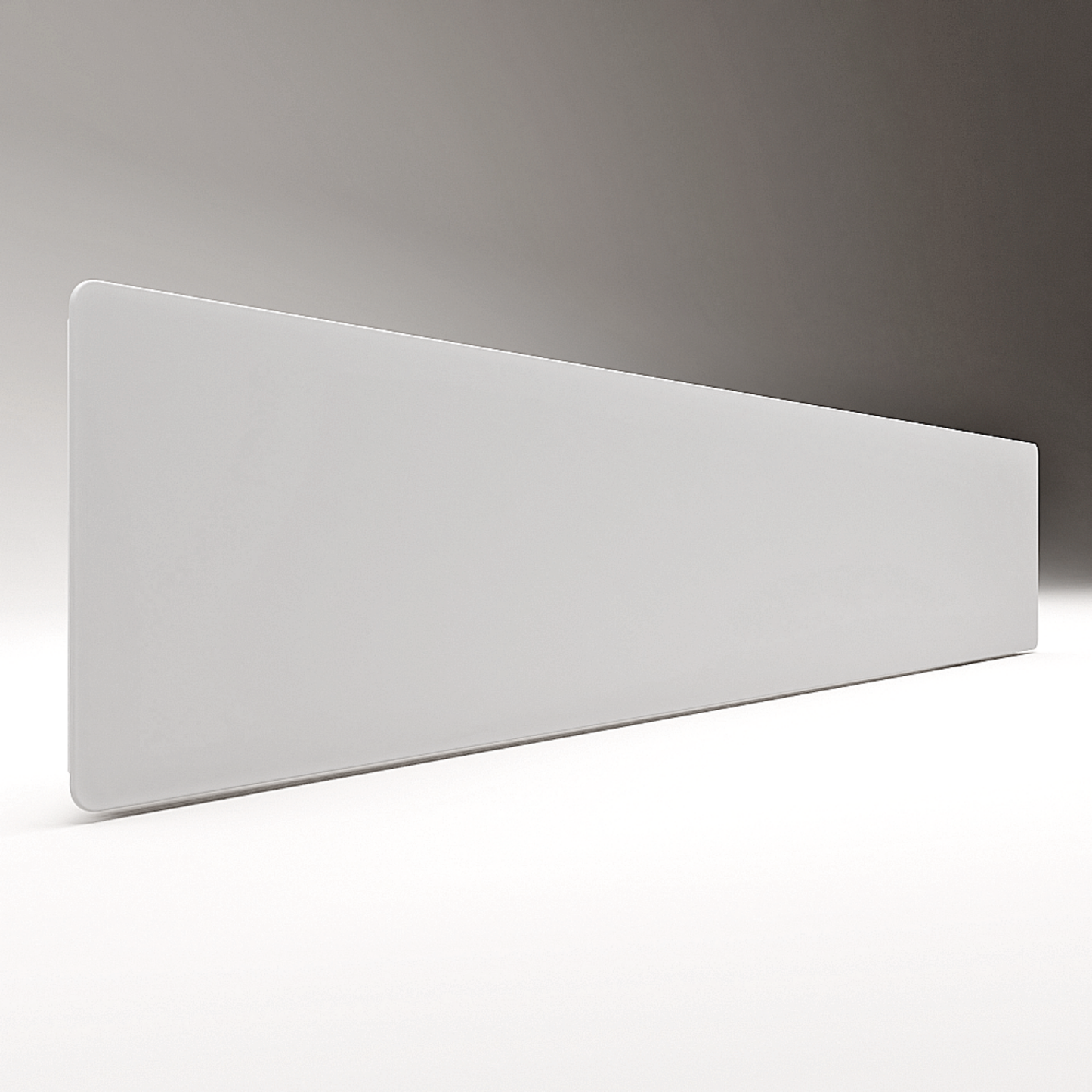 ZenSwiss Niedrigenergie-Infrarotheizung 400W aus Glas in mattem Weiss, 30 x 170 cm, wandmontierbar oder mobil.