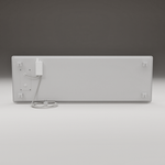 ZenSwiss Deluxe Infrarotpanel 390W in mattem Weiss, platzsparend und elegant an der Wand montiert.