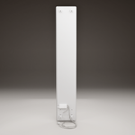 Elegantes ZenSwiss Infrarotpanel, 400W, matt weiss, mit flexibler kabelloser Steuerung und Glasoberfläche.