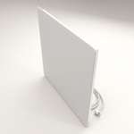 ZenSwiss Deluxe Infrarotpanel 260W in matt weiss, 54 cm x 54 cm, an der Decke montiert.