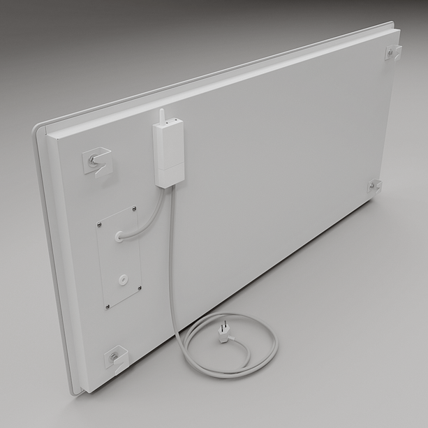 ZenSwiss Deluxe Infrarotpanel in elegantem Design, 550W, 54x118 cm, weiss matt, für Deckenmontage.