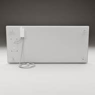 ZenSwiss Deluxe Infrarotpanel 550W, elegant in weiss, geeignet für Deckenmontage und energieeffizient.