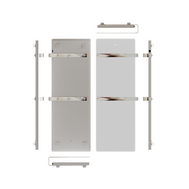 ZenSwiss furo Handtuchtrockner in Glanz Weiss, 42x120 cm, mit integrierter Touch-Steuerung und zwei Handtuchhaltern.