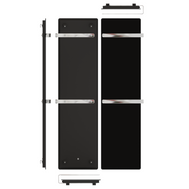 Handtuchtrockner ZenSwiss furo in glanzschwarz, mit integriertem Touch-Panel und zwei Handtuchhaltern.