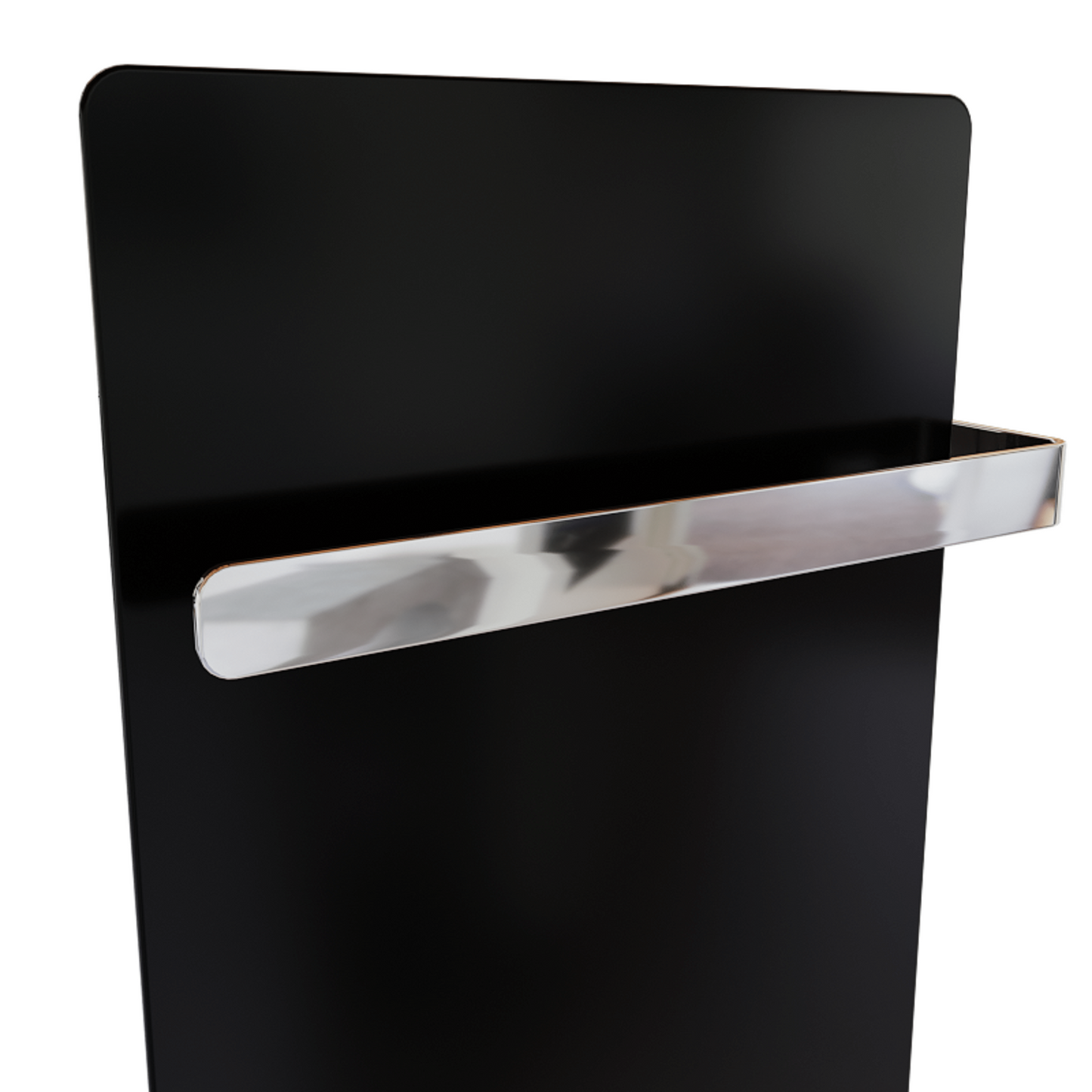 ZenSwiss furo Handtuchtrockner 42 x 160 cm in matt schwarz mit polierten Handtuchhaltern.