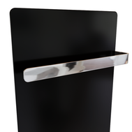 ZenSwiss furo Handtuchtrockner 42 x 160 cm in matt schwarz mit polierten Handtuchhaltern.