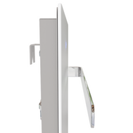 Handtuchtrockner ZenSwiss furo, 42 x 160 cm, Elegantes Design in mattem Weiss mit Glasfront und polierten Handtuchhaltern.