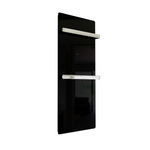 ZenSwiss furo Handtuchtrockner in Glanz Schwarz, 52 x 120 cm, flaches Design mit Touch-Steuerung.