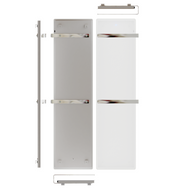 ZenSwiss furo Handtuchtrockner in Matt Weiss, 42 x 160 cm, mit Touch-Steuerung und polierten Handtuchhaltern.