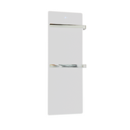 ZenSwiss furo Handtuchtrockner in matt weiss, 52 x 160 cm, mit Touch-Steuerung und edlem Glasdesign.