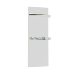 Handtuchtrockner ZenSwiss furo in mattweiss, 42x120 cm, mit edler Glasfront und integrierter Touch-Steuerung.