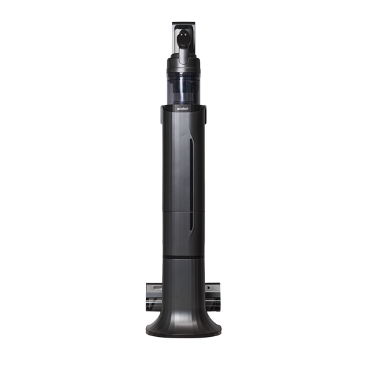 ecoQ CleanVac Station – All-in-One mit Staubsauger, Park-, Lade- und Entleerungsstation, staubfreie Beutelentleerung und kompakter Fixplatz