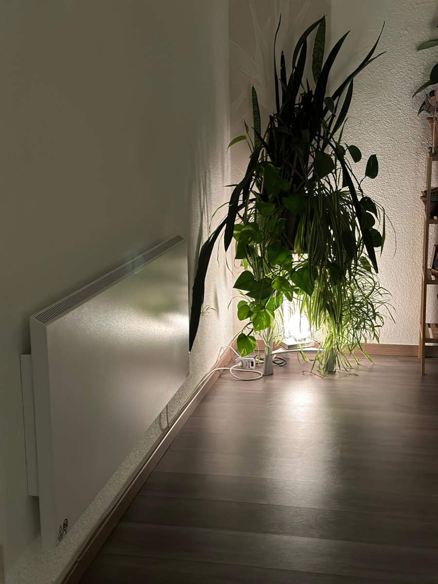Chauffage ecoheat HYBRID à côté d'une plante dans un studio de yoga