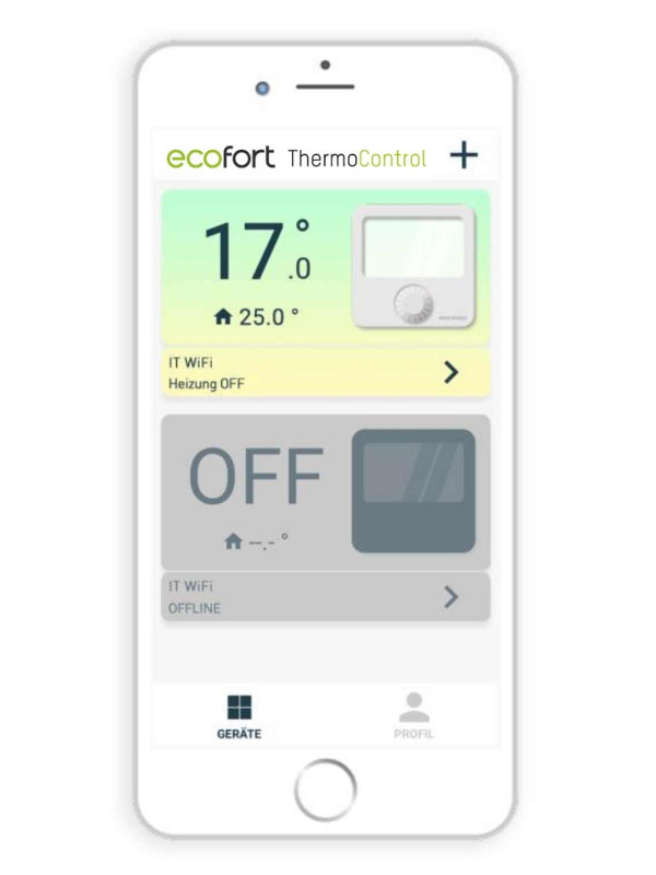 ecoheat TCT Funktthermostat Smartphone App
